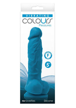 Load image into Gallery viewer, Colours Pleasures Silicone Vibrating Dildo with Balls - Blue - 5in
