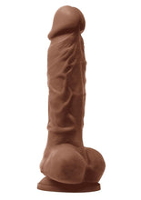 Load image into Gallery viewer, Colours Pleasures Silicone Vibrating Dildo with Balls - Caramel - 5in
