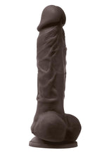 Load image into Gallery viewer, Colours Pleasures Silicone Vibrating Dildo with Balls - Chocolate - 5in
