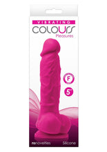 Load image into Gallery viewer, Colours Pleasures Silicone Vibrating Dildo with Balls - Pink - 5in

