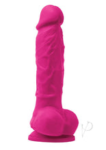 Load image into Gallery viewer, Colours Pleasures Silicone Vibrating Dildo with Balls - Pink - 5in
