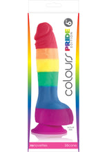 Load image into Gallery viewer, Colours Pride Edition Silicone Dildo - Multicolor/Rainbow - 6in
