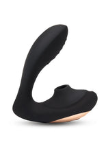Load image into Gallery viewer, Coquette Royal Embrace Rechargeable Silicone Dual Vibrator with Clitoral Stimulator - Black/Gold
