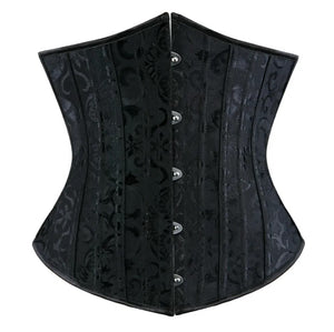 Corset Brocade Steel Boned - Small (Black)