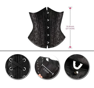 Corset Brocade Steel Boned - Small (Black)