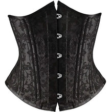 Load image into Gallery viewer, Corset Brocade Steel Boned - Small (Black)
