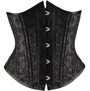 Corset Brocade Steel Boned - Small (Black)