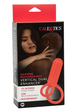 Load image into Gallery viewer, Couple&#39;s Enhancers Silicone Rechargeable Vertical Dual Enhancer - Red
