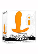 Load image into Gallery viewer, Creamsicle Silicone Rechargeable Wearable Vibrator with Remote Control - Orange/White
