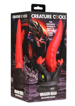 Load image into Gallery viewer, Creature Cock Dragon Roar Silicone Dildo - Black/Red
