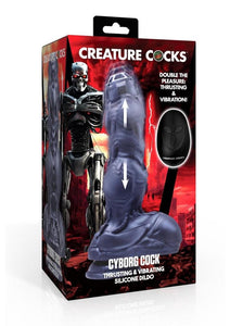 Creature Cock Thrusting and Vibrating Rechargeable Silicone Dildo - Gray/Grey