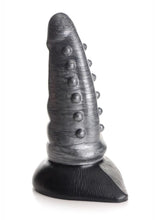 Load image into Gallery viewer, Creature Cocks Beastly Tapered Bumpy Silicone Dildo - Black/Silver - 8.25in
