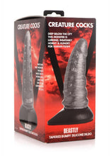 Load image into Gallery viewer, Creature Cocks Beastly Tapered Bumpy Silicone Dildo - Black/Silver - 8.25in
