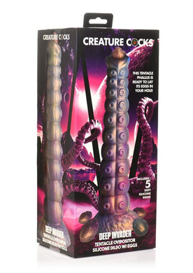 Creature Cocks Deep Invader Tentacle Ovipositor Silicone Dildo - Multicolor