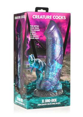 Creature Cocks Dino Dick Dinosaur Silicone Dildo - Extra Large - Purle - Blue