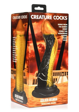 Creature Cocks Golden Mamba Silicone Dildo - Black/Gold