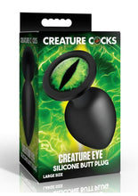 Load image into Gallery viewer, Creature Cocks Green Eye Silicone Butt Plug - Black/Green - Large
