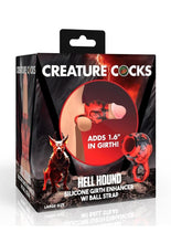 Load image into Gallery viewer, Creature Cocks Hell Hound Silicone Penis Sleeve and Ball Stretcher - Black/Red - Large
