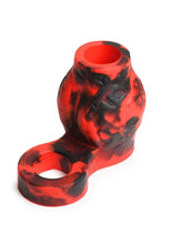 Load image into Gallery viewer, Creature Cocks Hell Hound Silicone Penis Sleeve and Ball Stretcher - Black/Red - Medium
