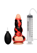 Load image into Gallery viewer, Creature Cocks Hell Hound Squirting Silicone Penis Enhancer - Black/Red
