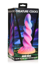 Load image into Gallery viewer, Creature Cocks Moon Rider Glow In The Dark Unicorn Silicone Dildo - Glow In The Dark/Multicolor
