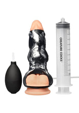 Load image into Gallery viewer, Creature Cocks Night Prowler Squirting Silicone Penis Enhancer - Black/Silver
