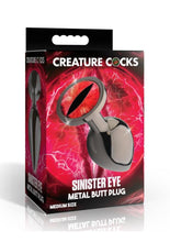 Load image into Gallery viewer, Creature Cocks Red Eye Metal Butt Plug - Black/Metal/Red - Medium
