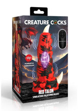 Load image into Gallery viewer, Creature Cocks Red Talon Vibrating Rechargeable Silicone Dildo - Black/Red
