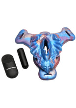 Load image into Gallery viewer, Creature Cocks Siren Snatch Silicone Rechargeable Bullet Strap-On - Blue/Gold
