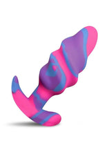 Load image into Gallery viewer, Creature Cocks Unicorn Swirl Silicone Butt Plug - Blue/Multicolor/Pink/Purple - Medium

