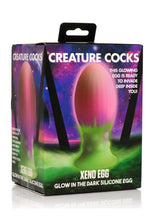 Load image into Gallery viewer, Creature Cocks Xeno Egg Glow In The Dark Silicone Egg - Glow In The Dark/Green/Pink - Large
