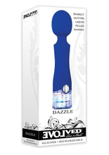 Load image into Gallery viewer, Dazzle Rechargeable Silicone Wand Massager with Glitter Handle - Blue
