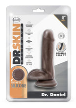 Load image into Gallery viewer, Dr. Skin Dr. Daniel Silicone Dildo with Balls and Suction Cup - Chocolate - 6in
