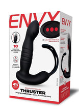 Load image into Gallery viewer, Envy Toys Remote Controlled Thruster Rechargeable Silicone P-Spot Vibrator and Dual Stamina Ring - Black
