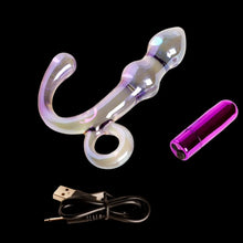 Load image into Gallery viewer, Cristal Orchid Pulse Glass Dildo with Removable Bullet
