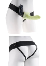Load image into Gallery viewer, Fetish Fantasy Series For Him Or Her Vibrating Hollow Strap-On Dildo and Adjustable Harness with Remote Control - Glow In The Dark - 6in
