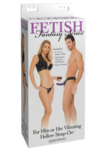 Load image into Gallery viewer, Fetish Fantasy Series For Him Or Her Vibrating Hollow Strap-On Dildo and Adjustable Harness with Remote Control - Purple - 6in
