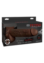 Load image into Gallery viewer, Fetish Fantasy Series Hollow Squirting Strap-On Dildo with Balls and Harness - Chocolate - 9in

