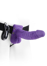 Load image into Gallery viewer, Fetish Fantasy Series Vibrating Hollow Strap-On Dildo with Balls and Harness with Remote Control - Purple - 7in
