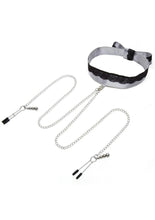 Load image into Gallery viewer, Fifty Shades Of Grey Play Nice Satin and Lace Collar Andamp; Nipple Clamps - Black/Silver
