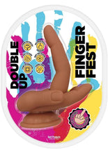 Load image into Gallery viewer, Finger Fest Double Up Silicone Dildo - Caramel
