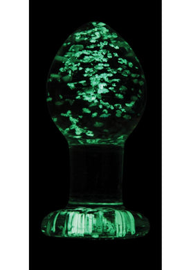 Firefly Glass Plug Butt Plug - Clear/Glow In The Dark - Medium