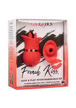 Load image into Gallery viewer, French Kiss Suck and Play Rechargeable Silicone Interchangeable - Red - Set
