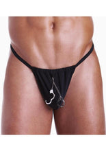 Load image into Gallery viewer, Fundies Hundcuff G-String with Toy Handcuffs - Black - One Size
