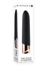 Load image into Gallery viewer, Gender X Gold Standard Rechargeable Silicone Bullet - Black/Rose Gold

