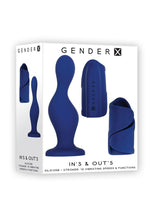 Load image into Gallery viewer, Gender X Ins and Outs Rechargeable Silicone Dildo and Stroker - Blue - 2 Piece/Set
