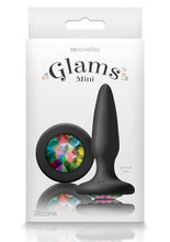 Load image into Gallery viewer, Glams Mini Silicone Butt Plug Rainbow Gem - Black/Multicolor - Small
