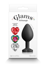 Load image into Gallery viewer, Glams Xchange Heart Silicone Anal Plug - Black - Medium
