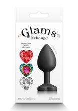 Load image into Gallery viewer, Glams Xchange Heart Silicone Anal Plug - Black - Small
