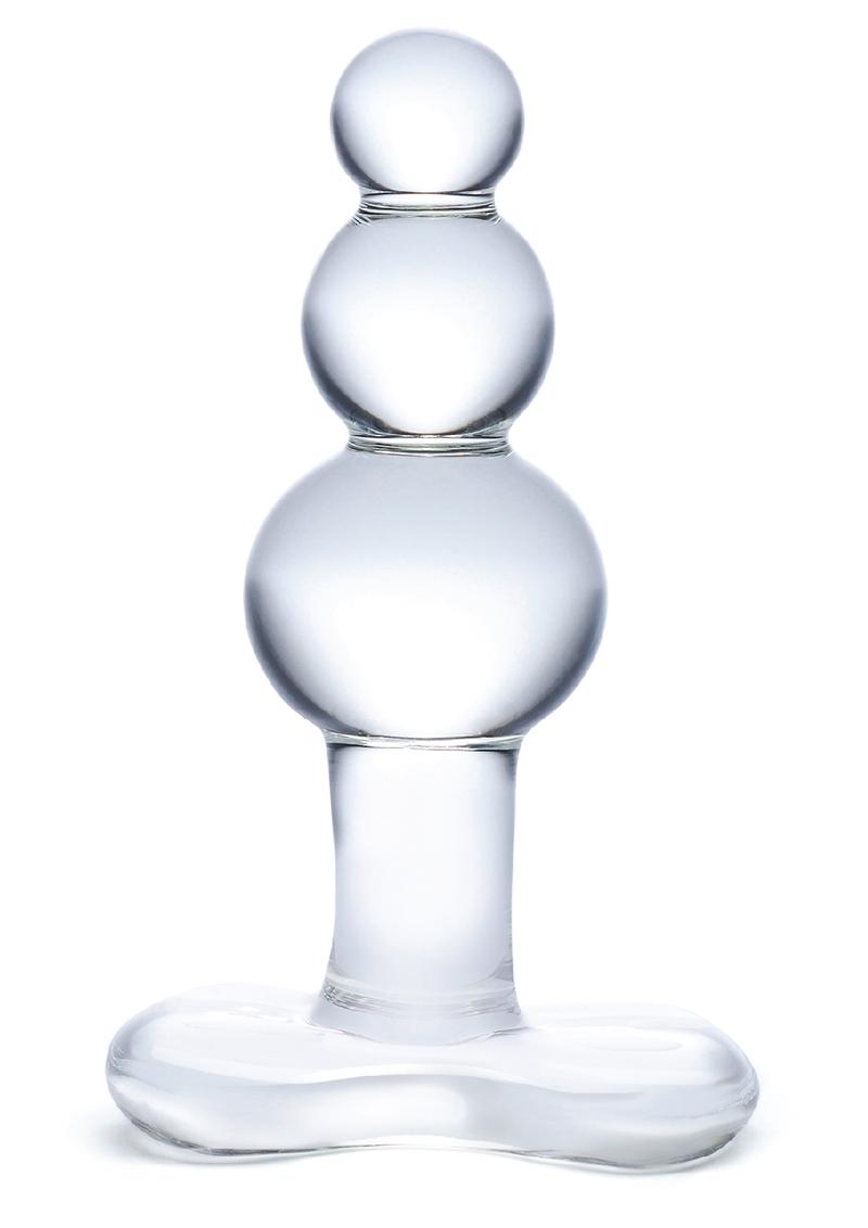 Glas Beaded Glass Butt Plug with Tapered Base - Clear